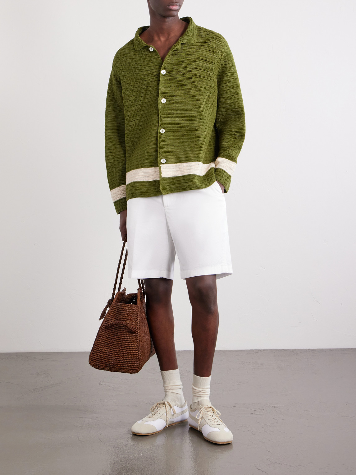 Bode Green Crochet Marsh Shirt In Green