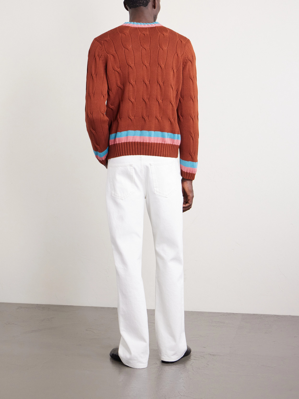 Logo-Embroidered Cable-Knit Cotton Sweater