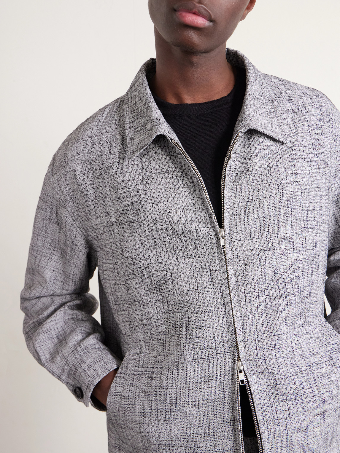 Bode Static Ohio Linen-blend Jacket In Gray