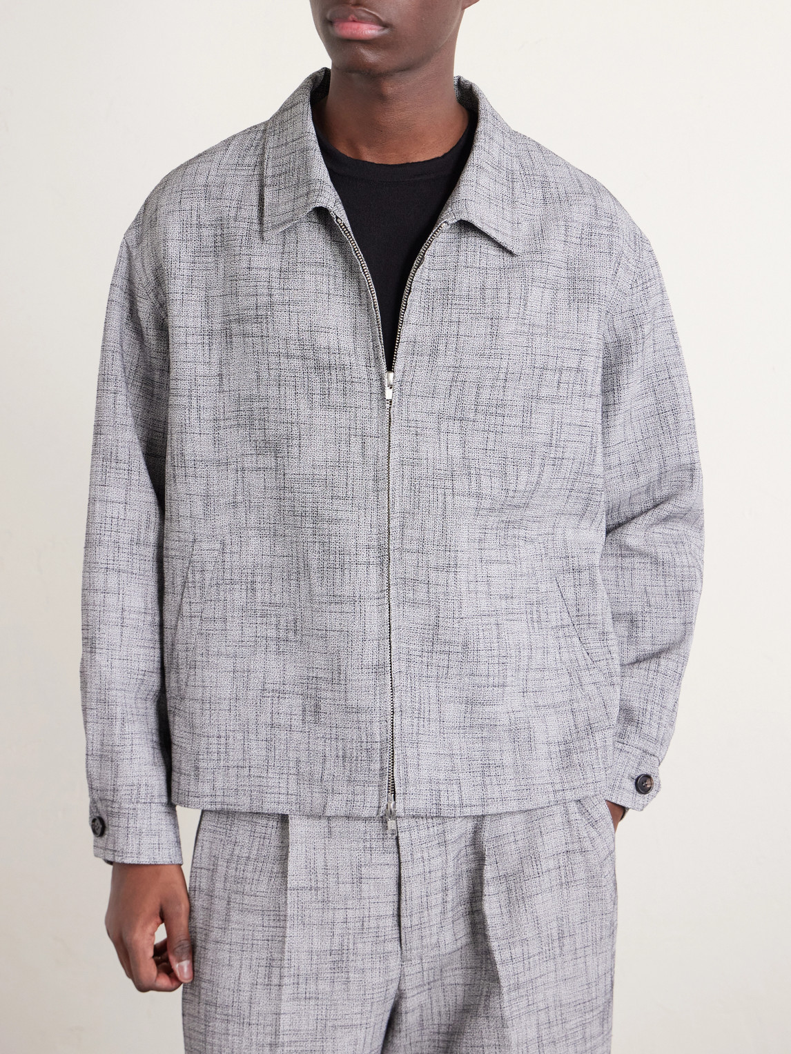 Bode Static Ohio Linen-blend Jacket In Gray
