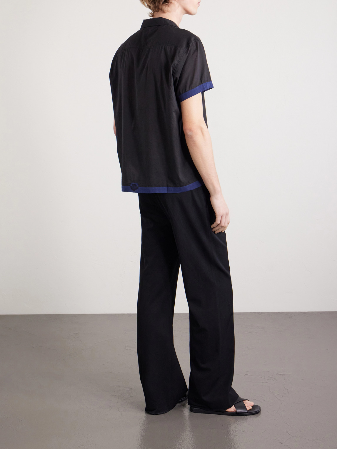 Heart Deco Appliquéd Two-Tone Cotton Shirt