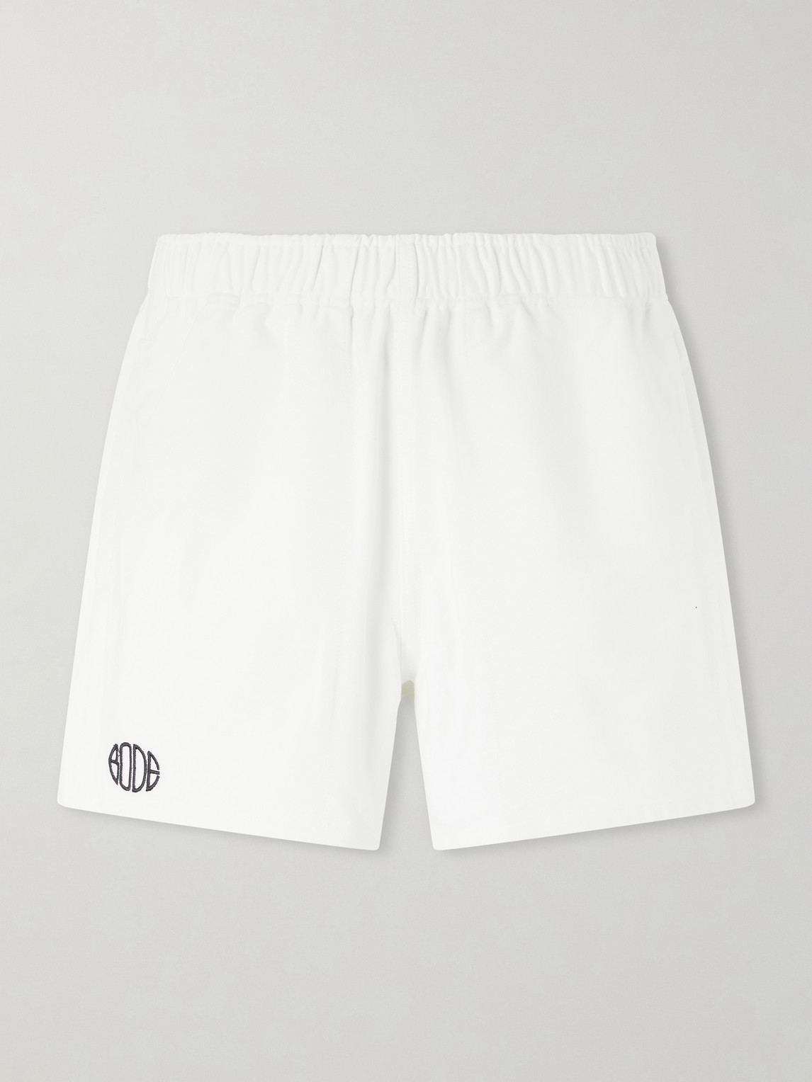 Bode Field Straight-leg Logo-embroidered Cotton-twill Shorts In Gray