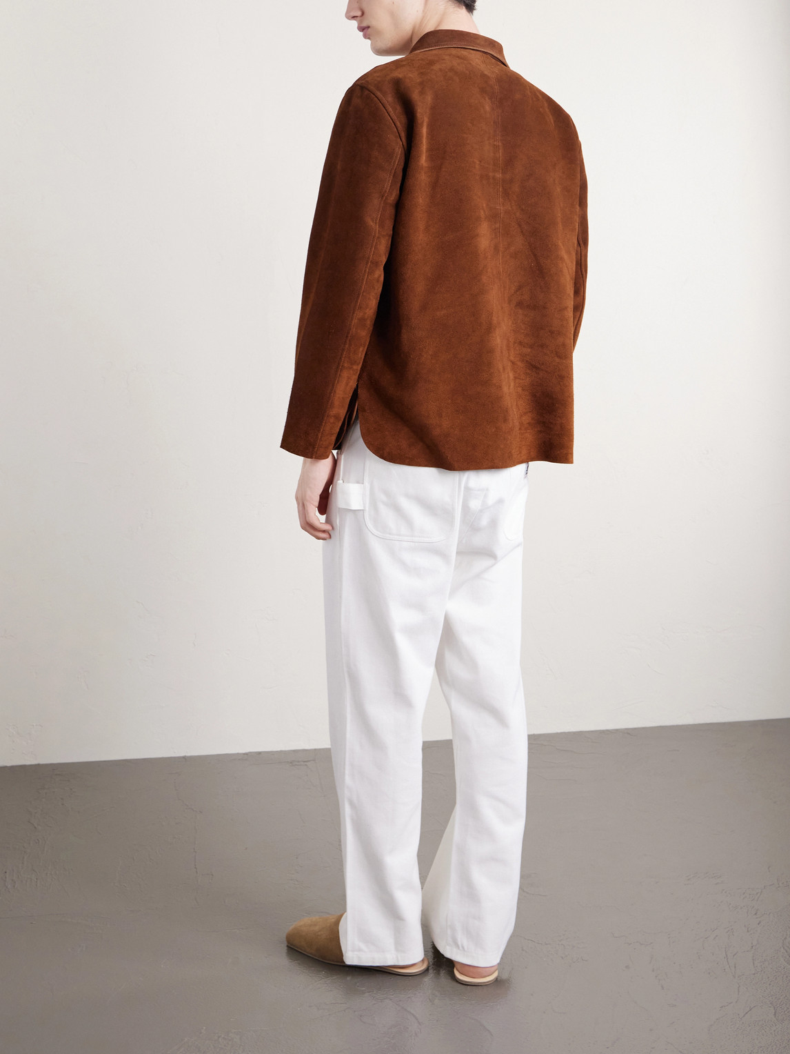 Bode Patch Pocket Suede Overshirt In Brown