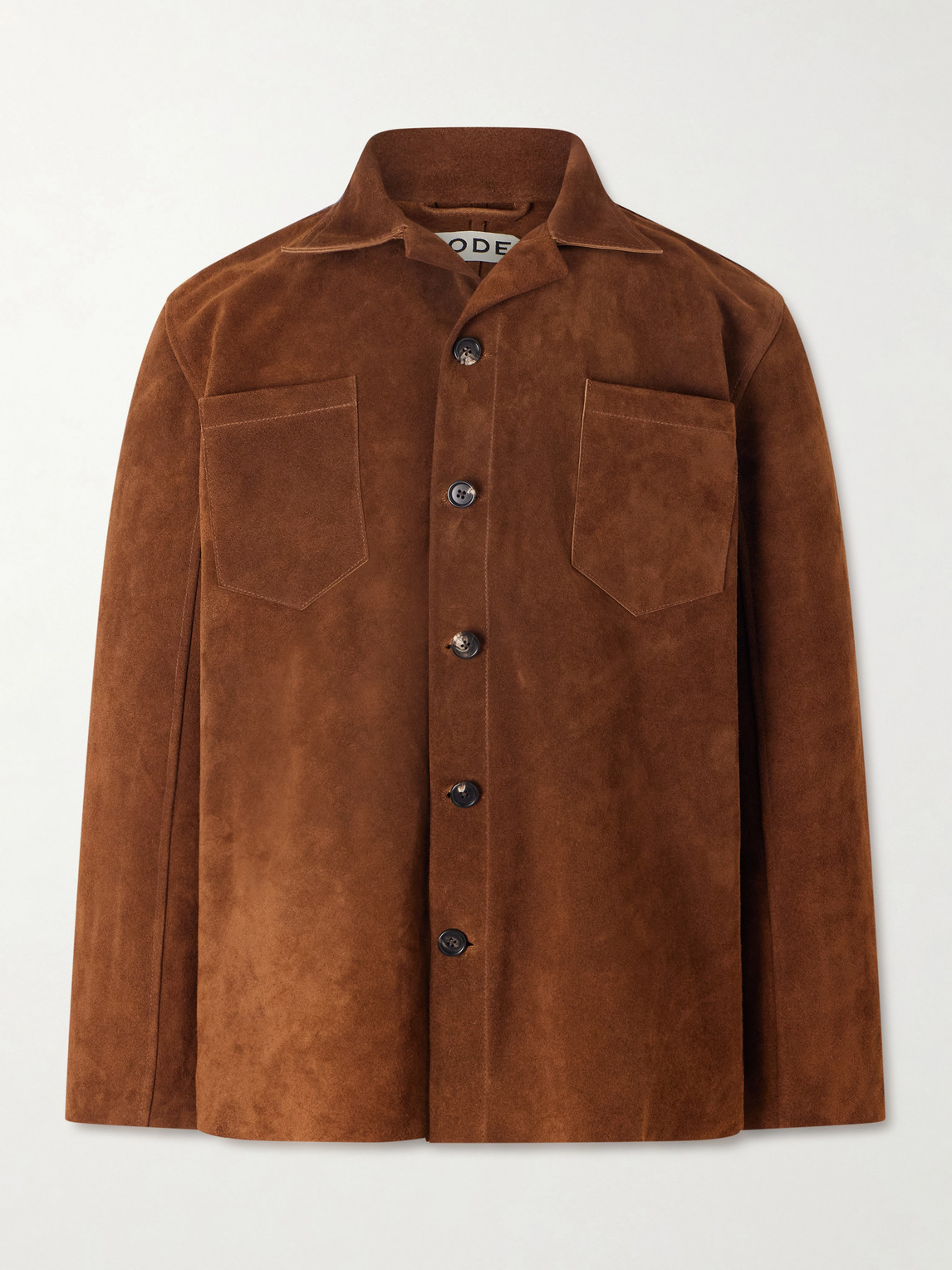 Bode Patch Pocket Suede Overshirt In Brown