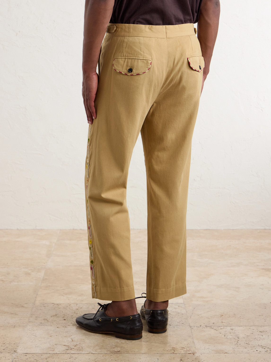  Bode - Straight-leg Cotton Feather Runner Trousers - Men - Neutrals - Uk/us 28 