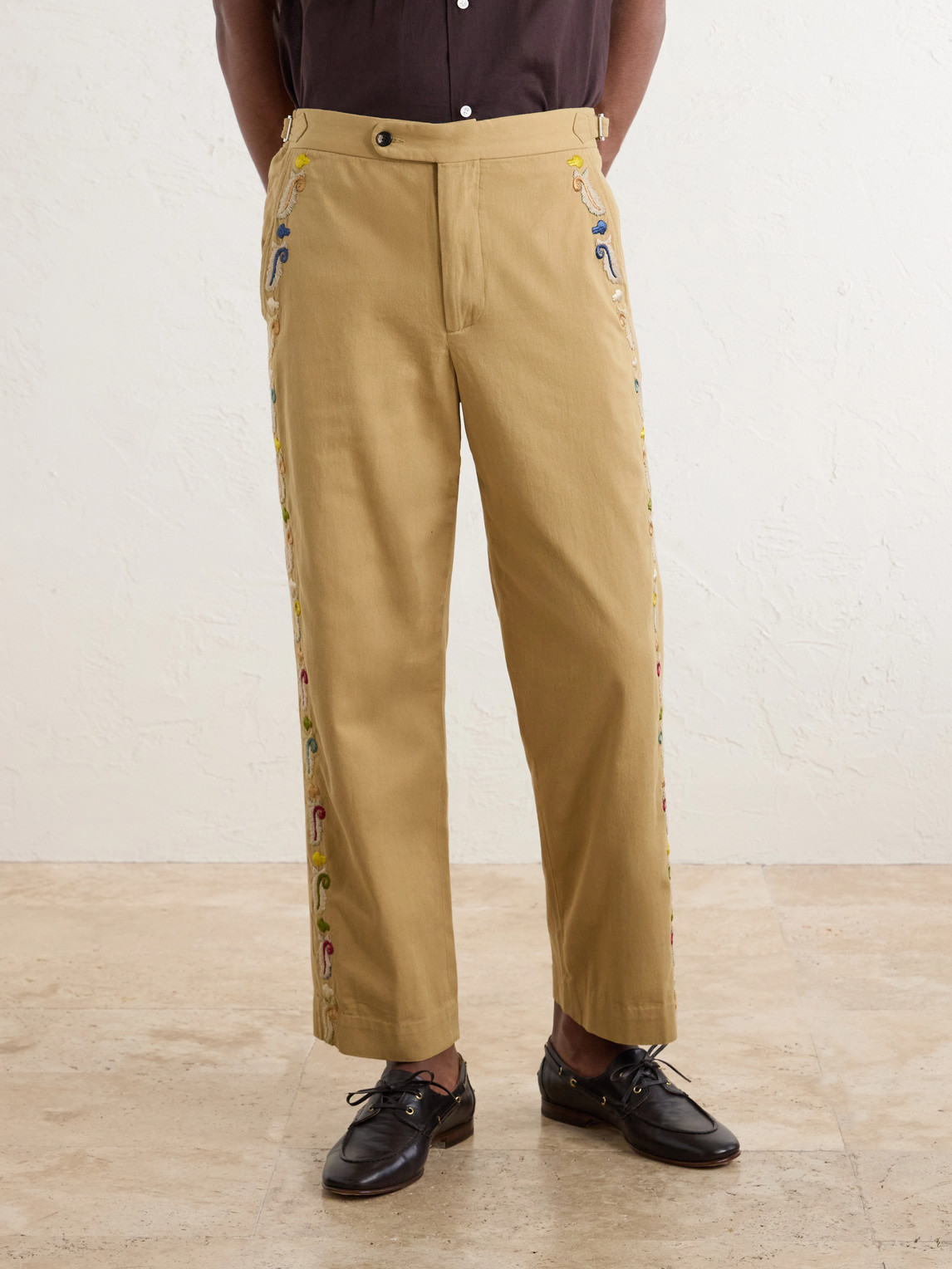  Bode - Straight-leg Cotton Feather Runner Trousers - Men - Neutrals - Uk/us 28 