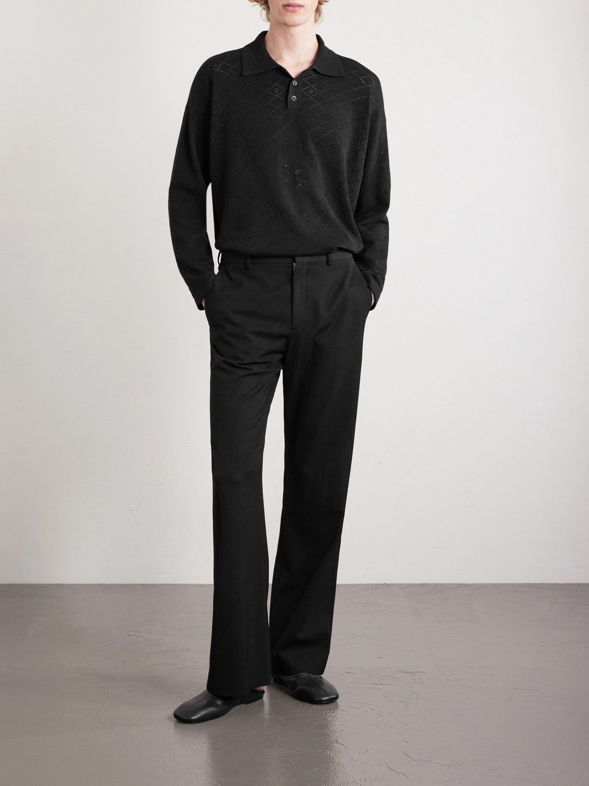 Anisette Pointelle-Knit Cotton Polo Shirt