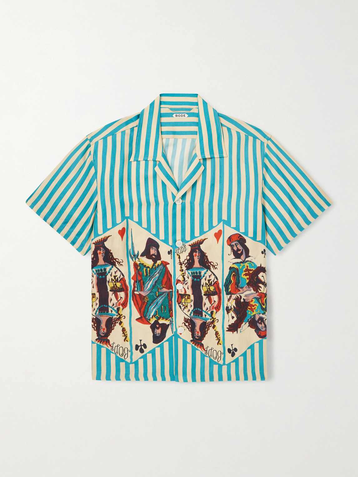 BODE Royals Camp-Collar triped Printed ilk hirt - Men