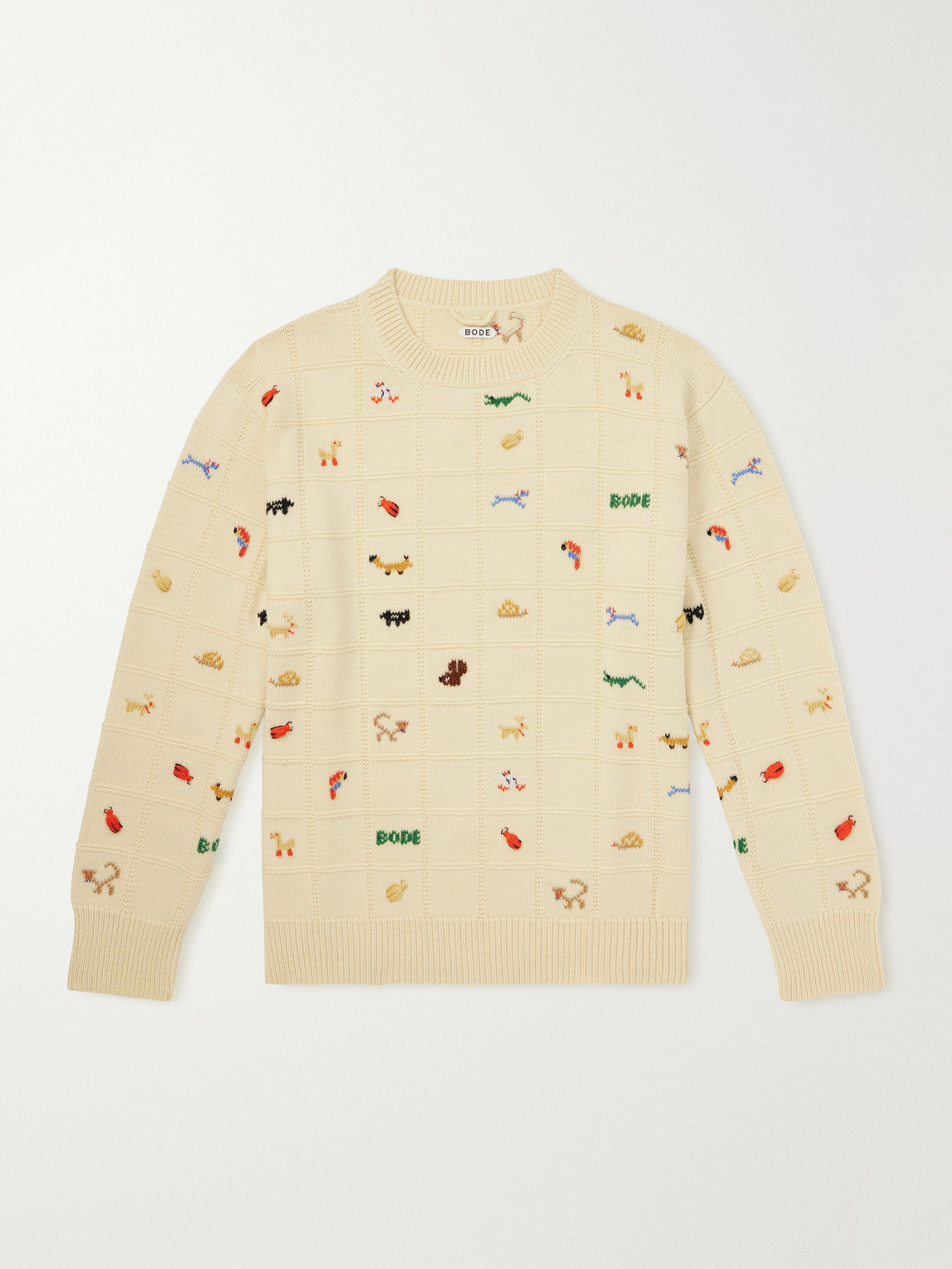 Bode Zoologist Merino Wool Sweater In Neutral