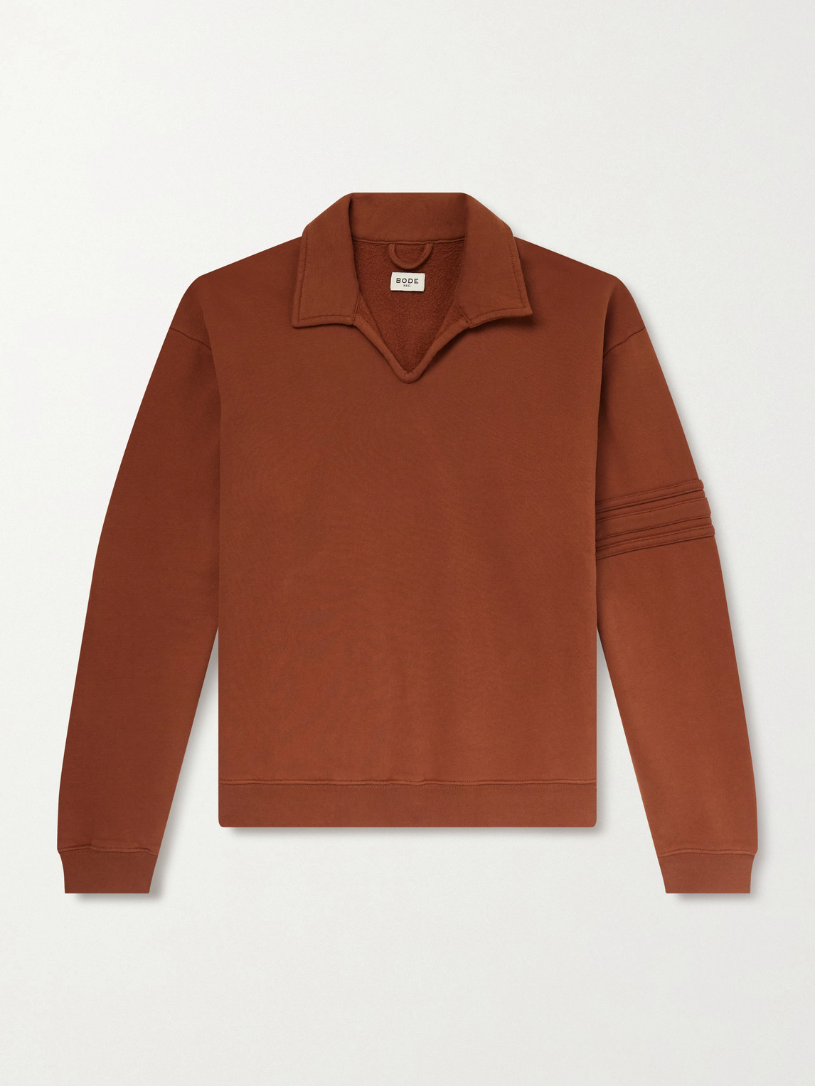 Bode Crew Polo Cotton-jersey Sweatshirt In Brown