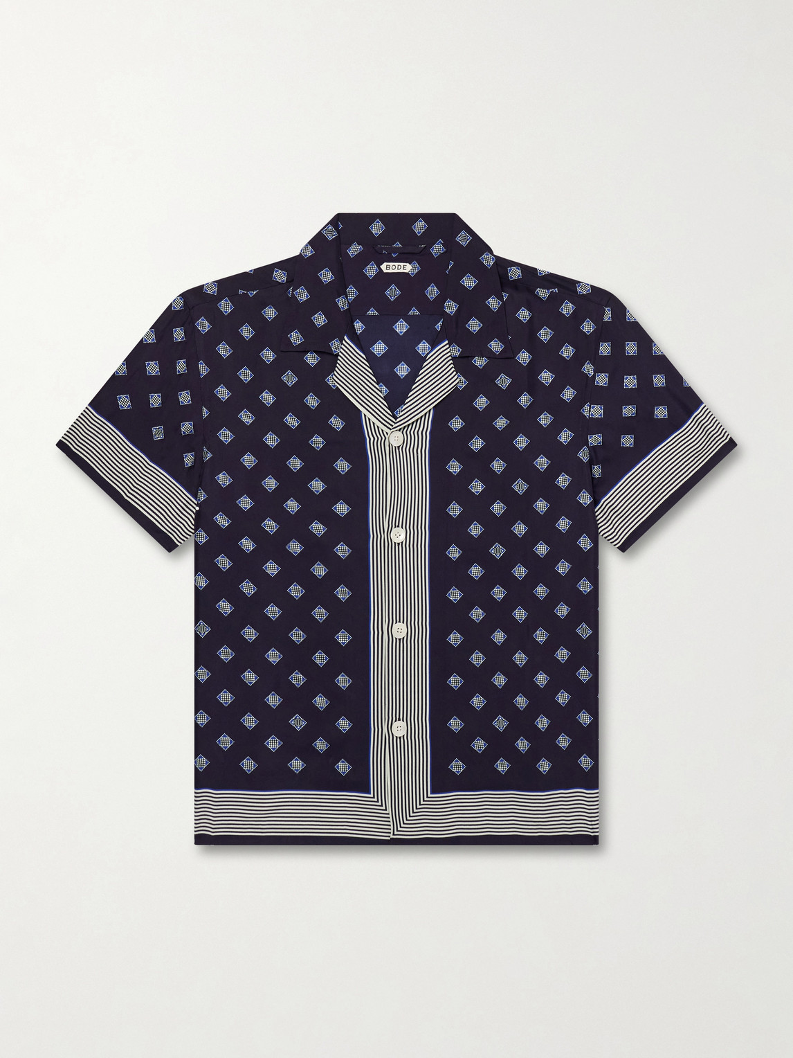 BODE Camp-Collar Printed Silk-Voile Shirt - Men