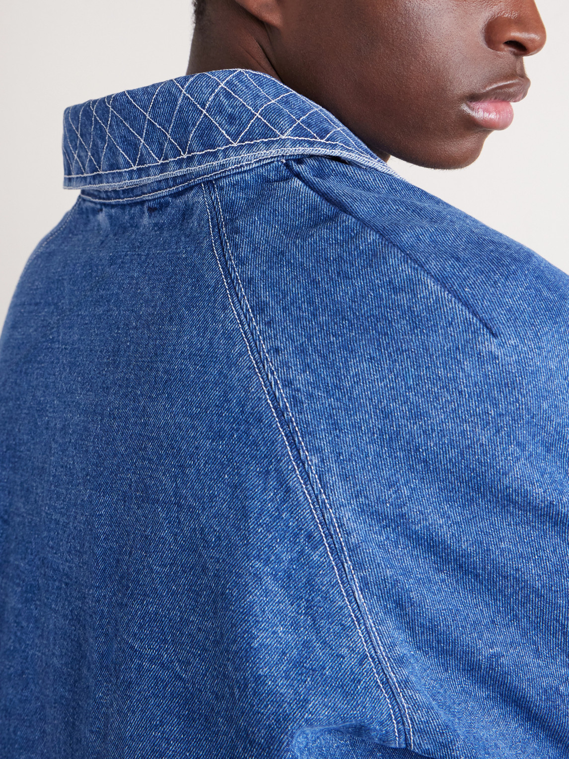 Bode Embroidered Merino Wool-blend Denim Jacket In Blue
