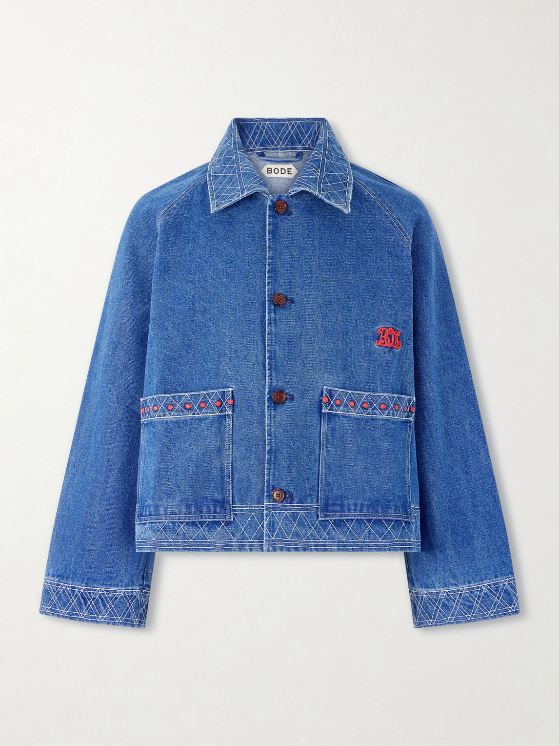 BODE – Embroidered Merino Wool-Blend Denim Jacket