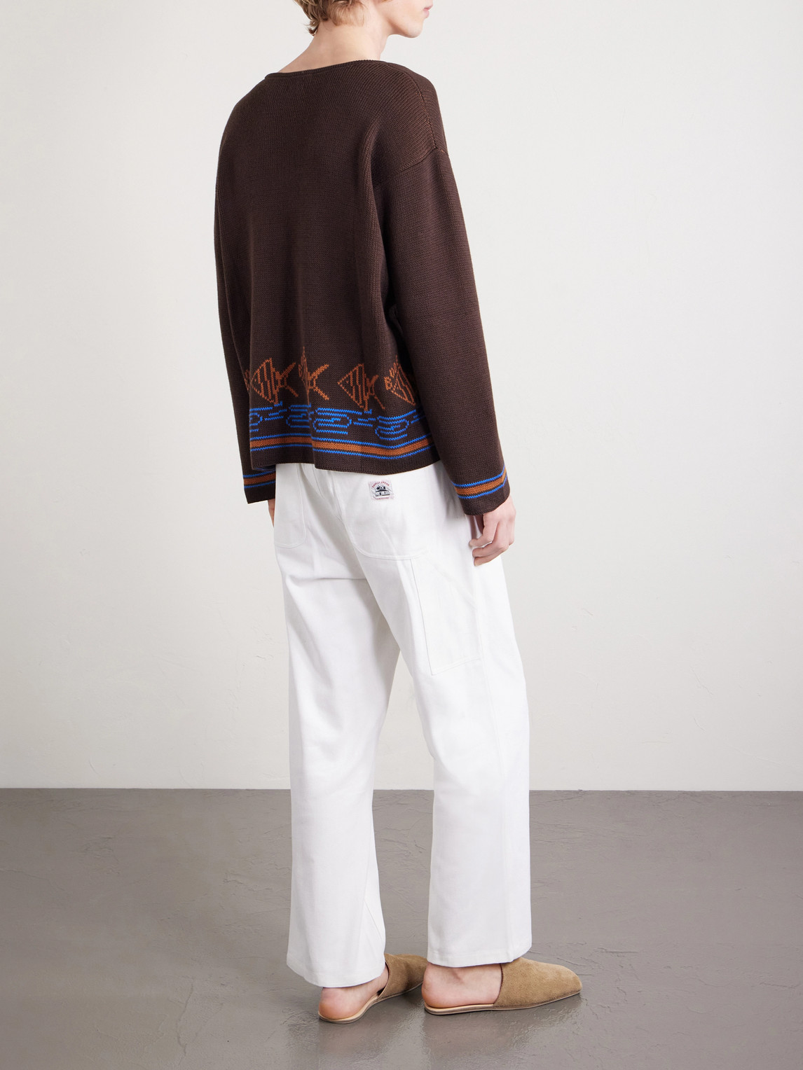  Bode - Fish School Intarsia-knit Cotton Sweater - Men - Brown - M 