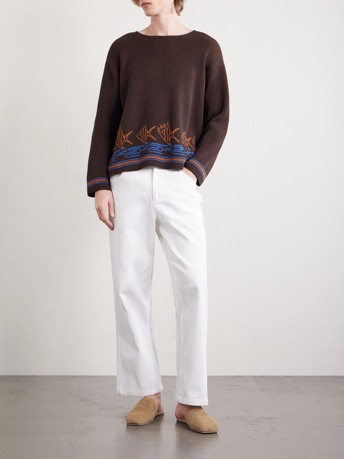 Fish School Intarsia-Knit Cotton Sweater