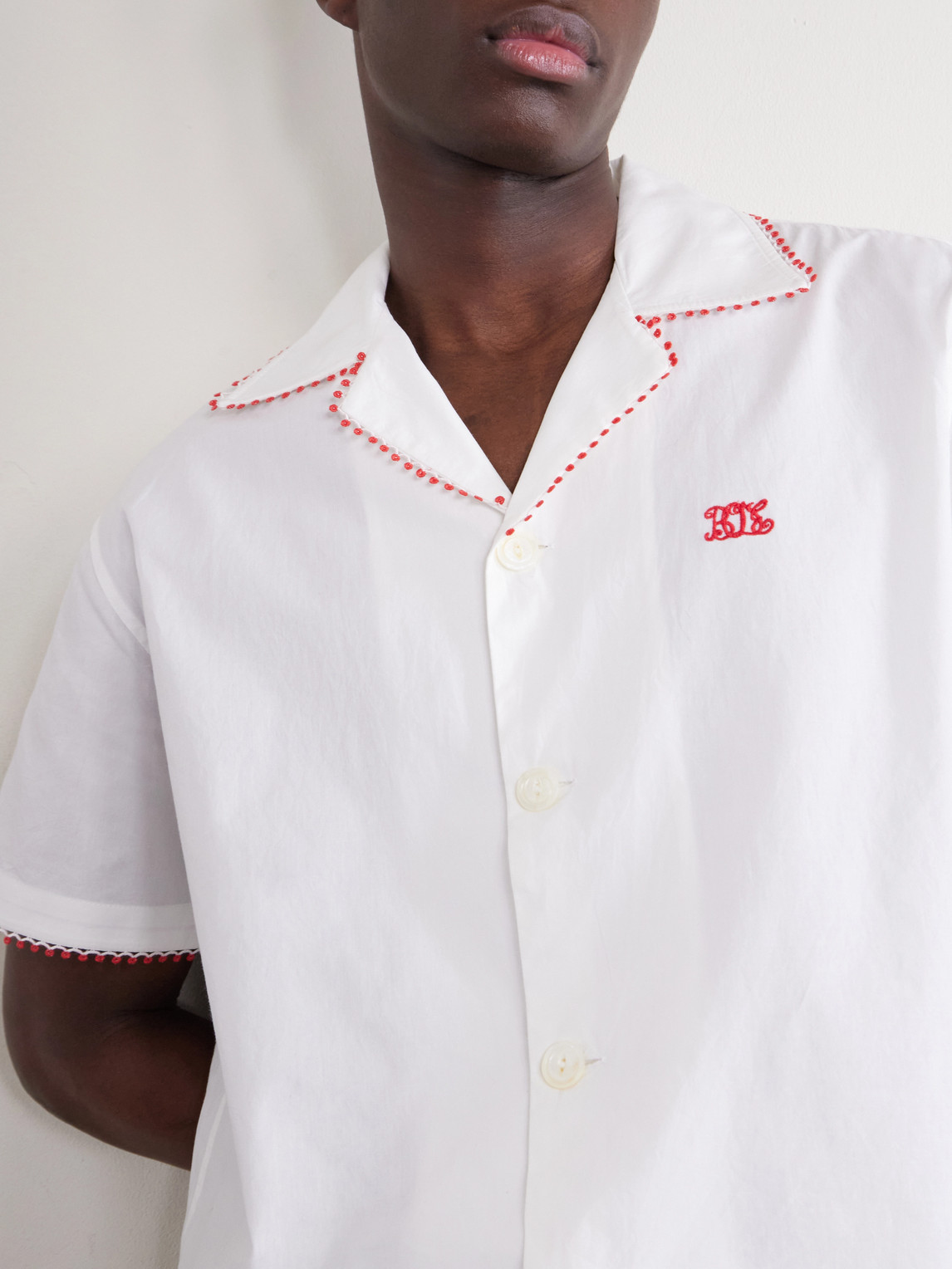 Redbud Camp-Collar Logo-Embroidered Cotton Shirt