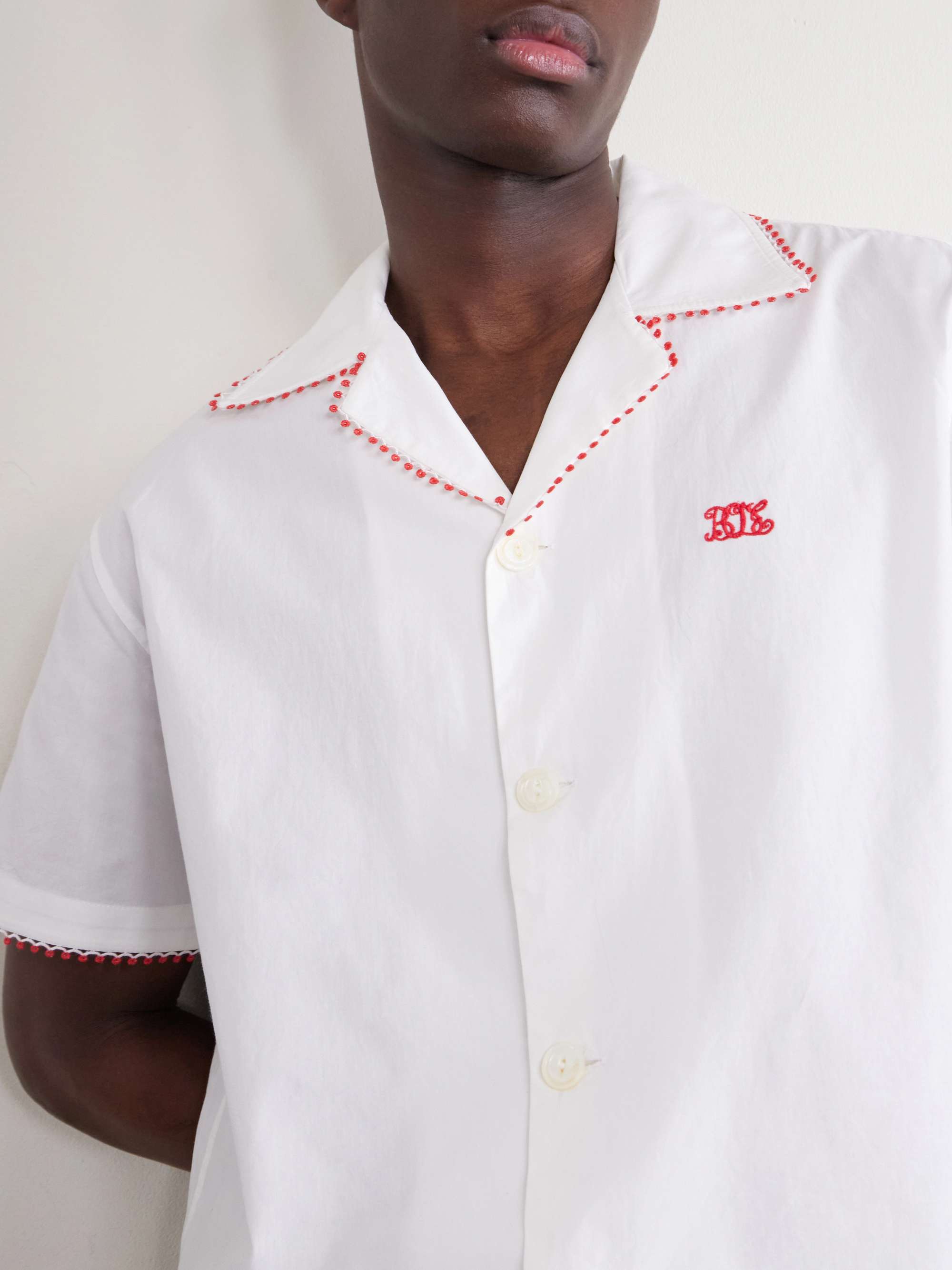 BODE Redbud Camp-Collar Logo-Embroidered Cotton Shirt for Men | MR