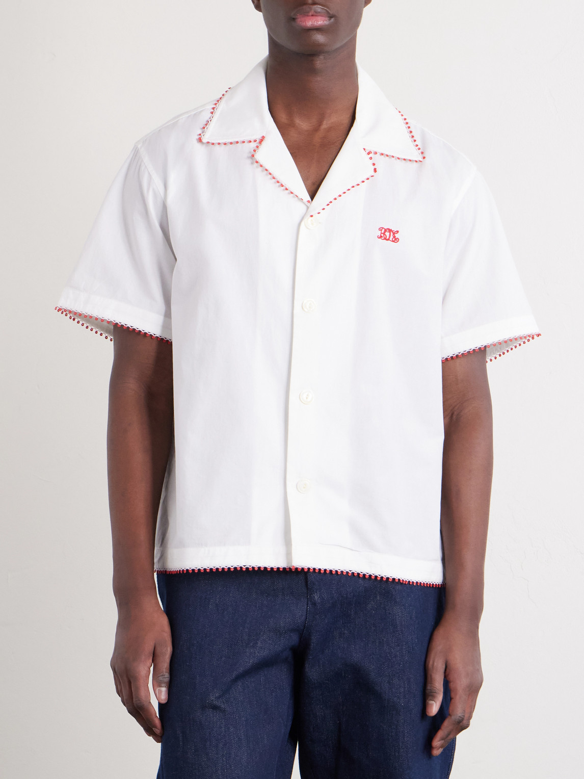 Redbud Camp-Collar Logo-Embroidered Cotton Shirt
