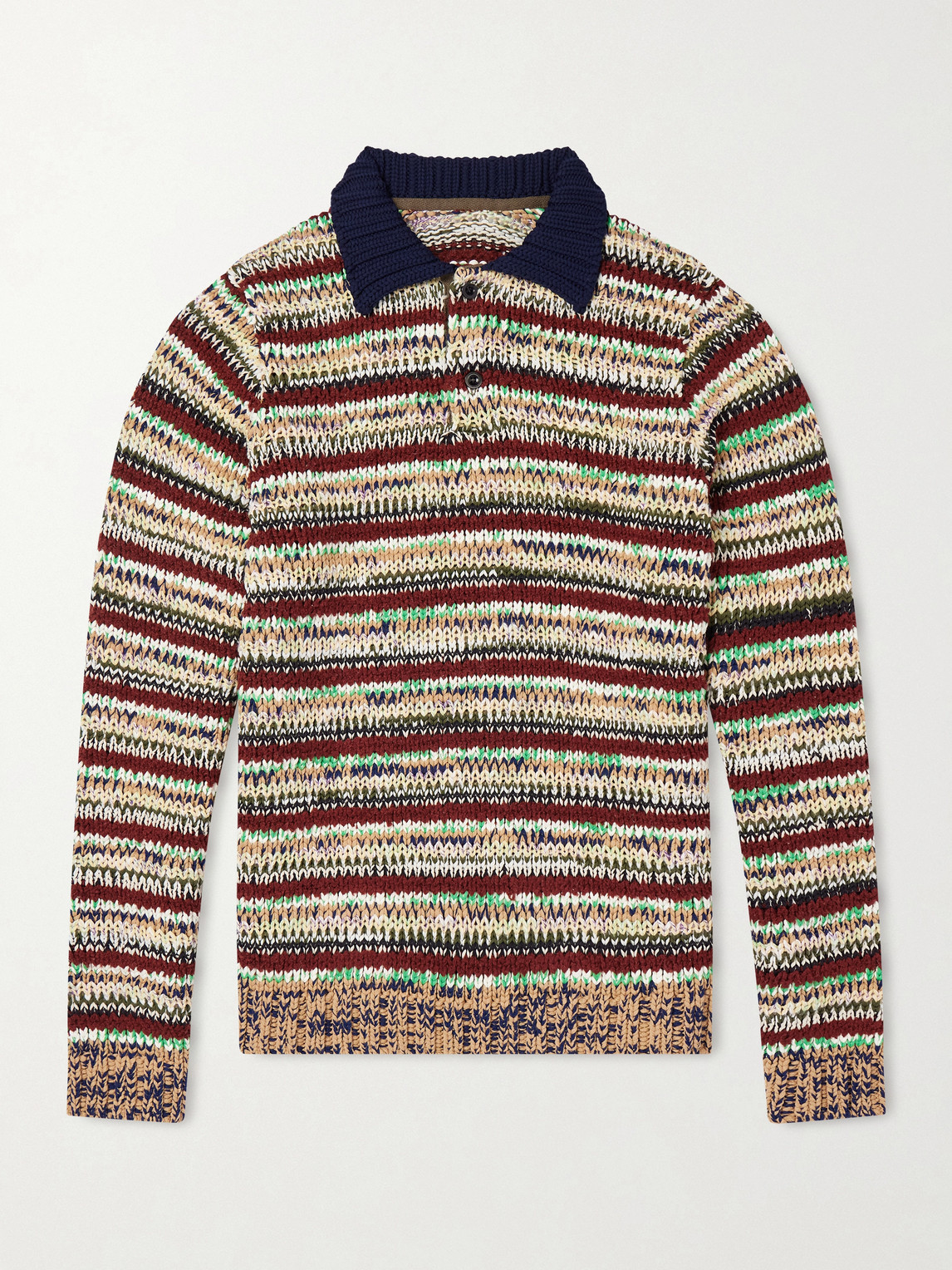 Sacai Knitted Cotton-Blend Polo Shirt - Men