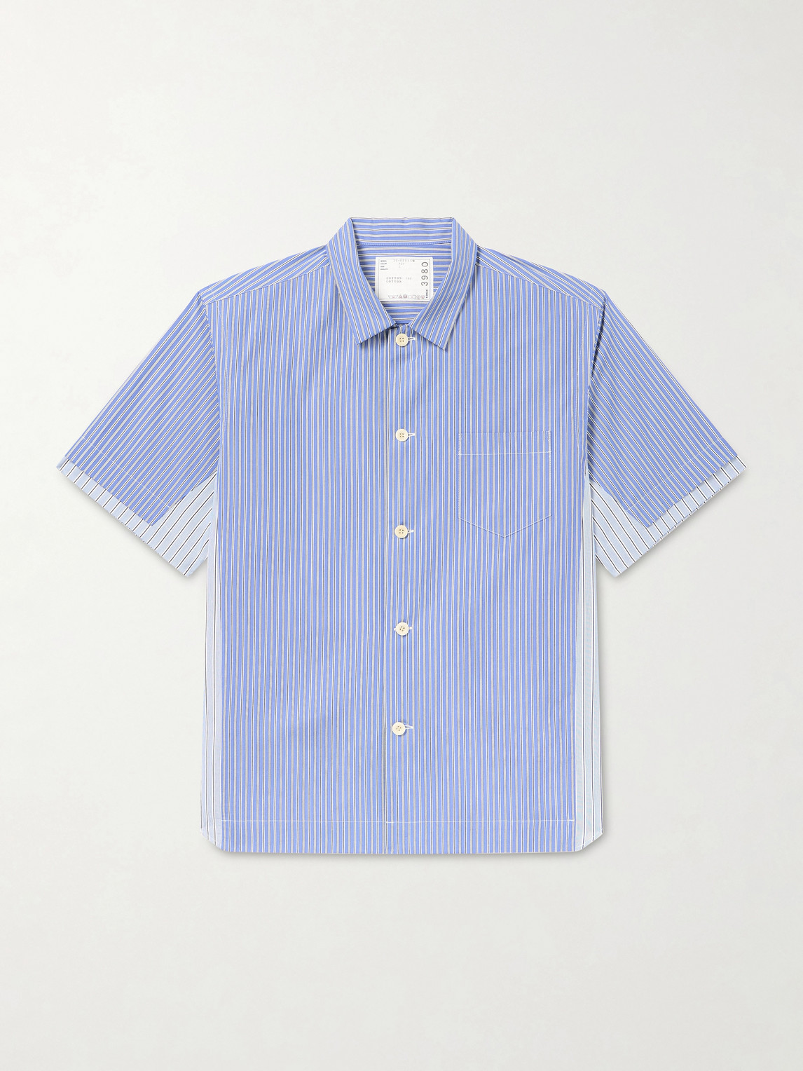 Sacai Panelled Striped Cotton-Poplin Shirt - Men