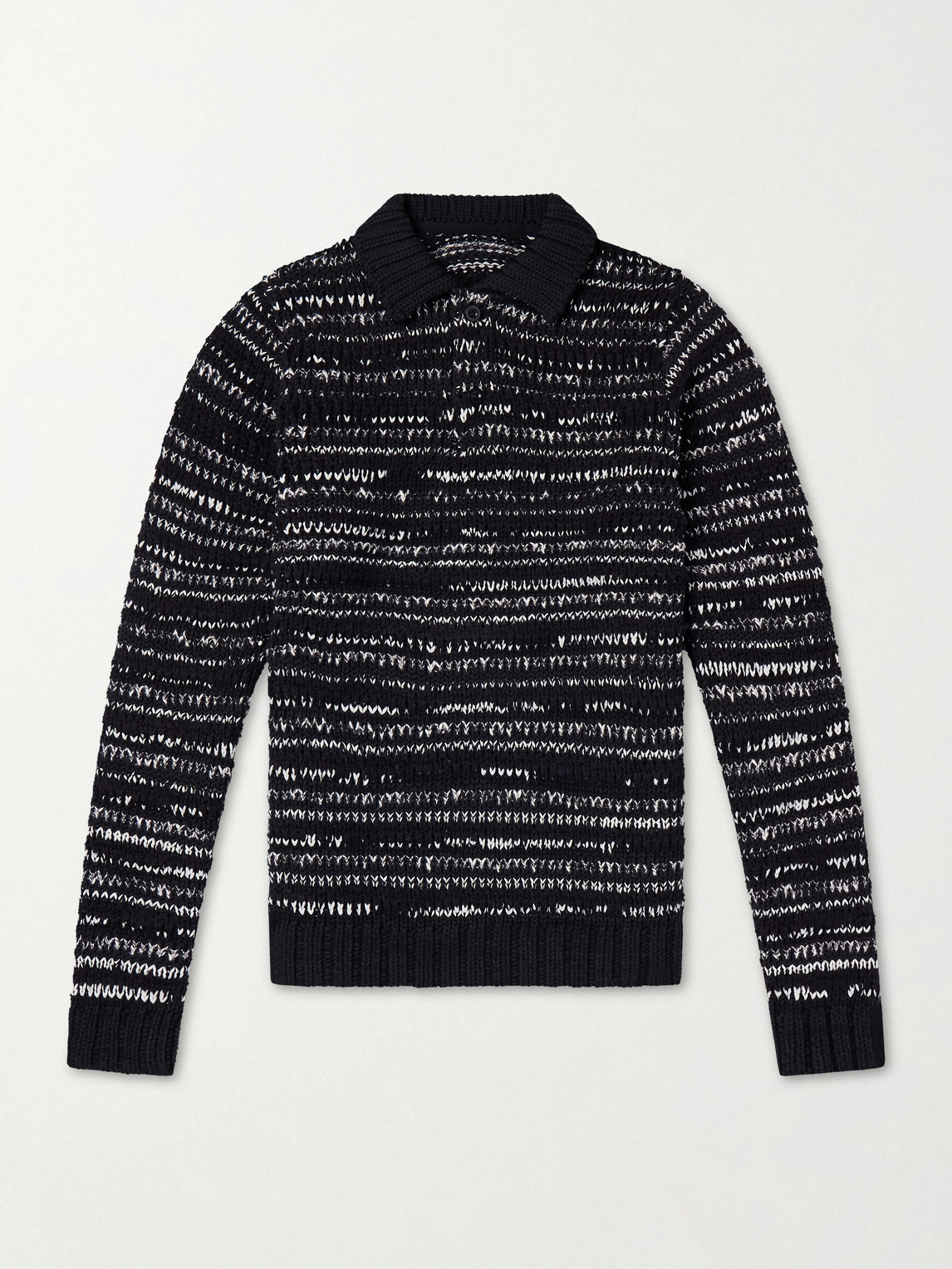 Sacai Knitted Cotton-Blend Polo Shirt - Men