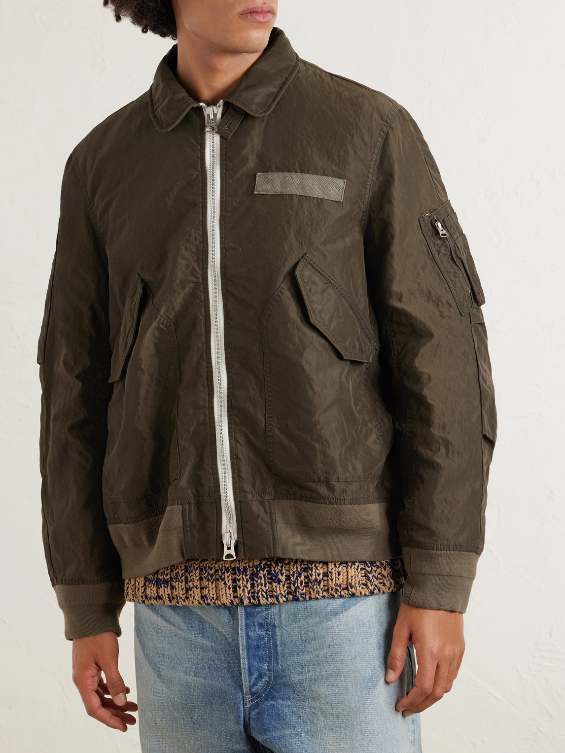  Sacai - Shell Bomber Jacket - Men - Green - 3 