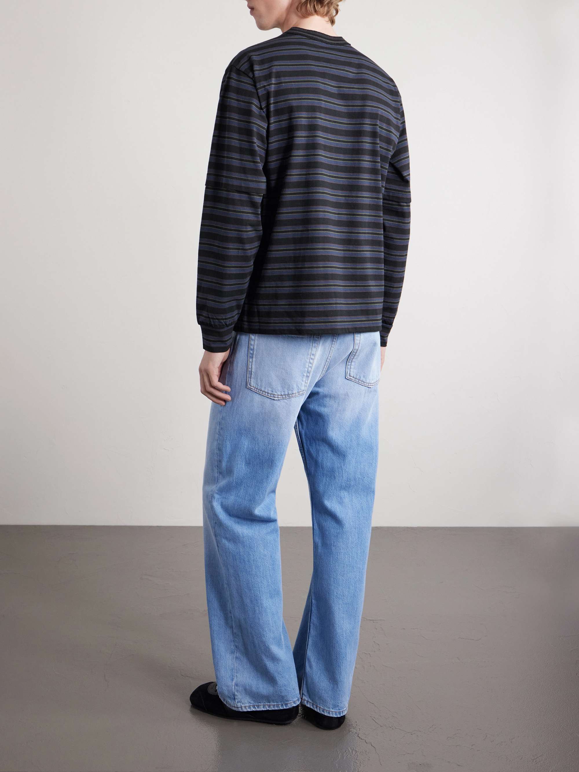 SACAI Striped Cotton-Jersey T-Shirt for Men | MR PORTER