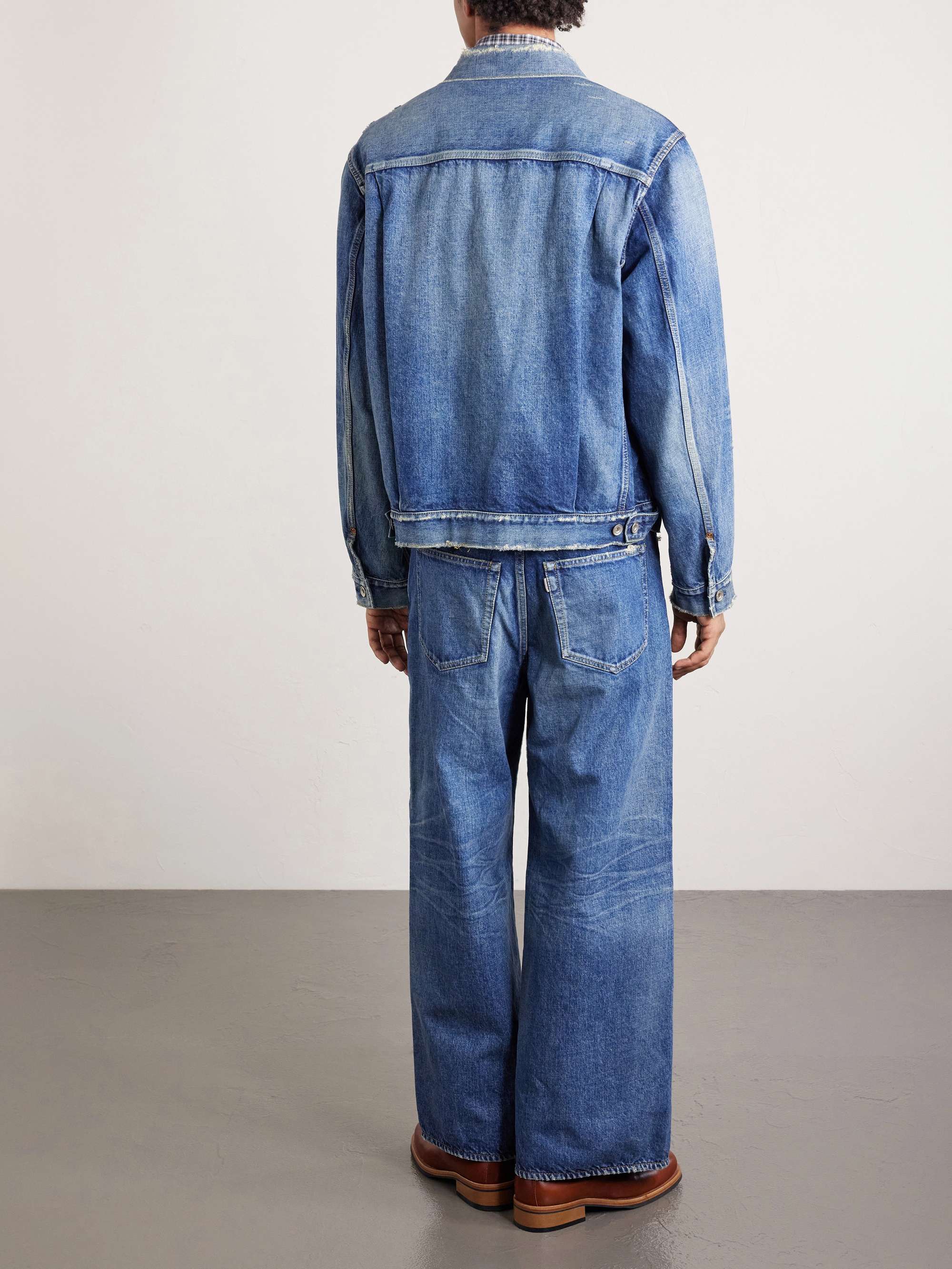 SACAI + BEYONDEXX Wide-Leg Belted Distressed Jeans for Men | MR PORTER