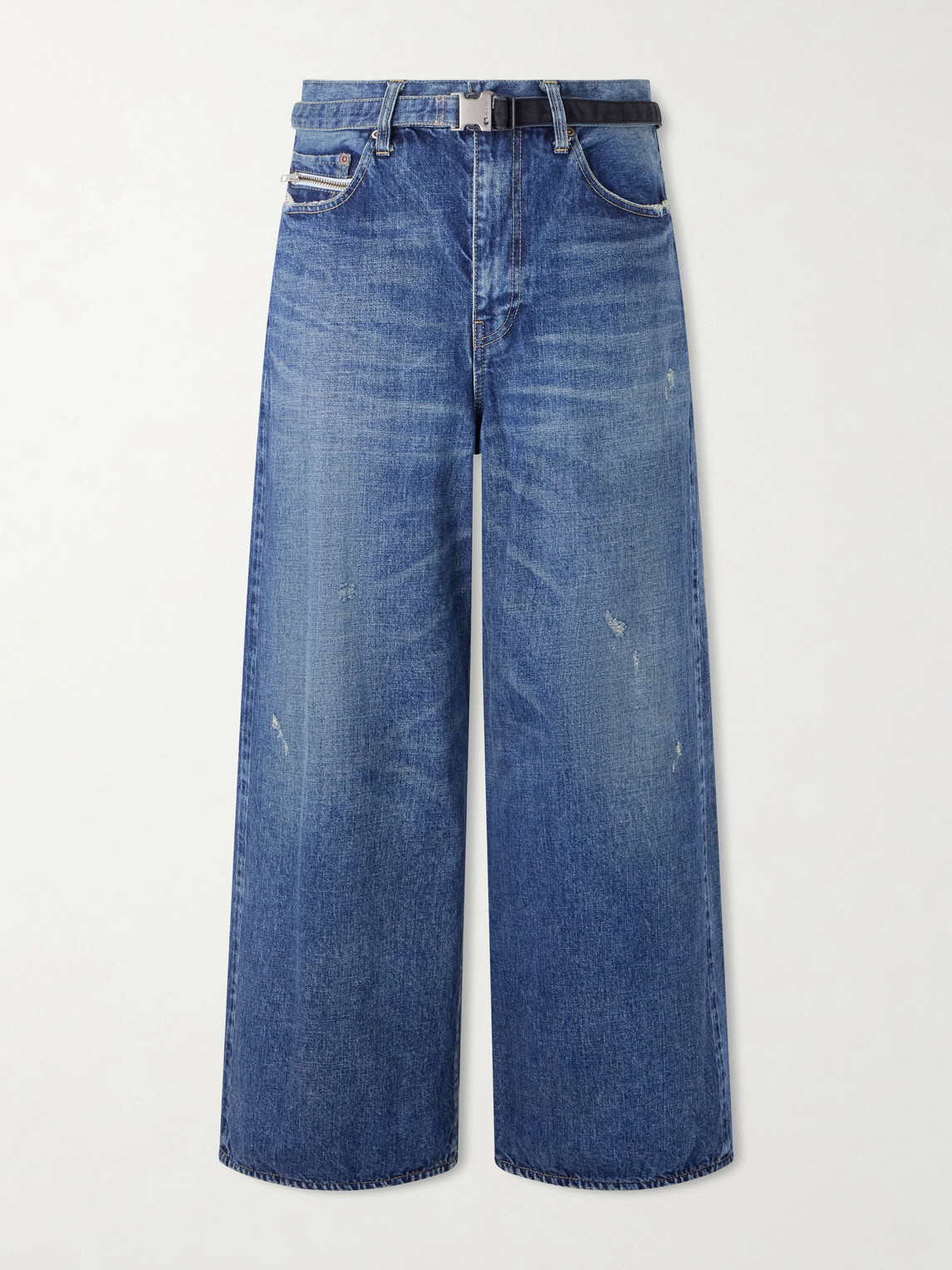 Sacai BEYONDEXX Wide-Leg Belted Distressed Jeans - Men