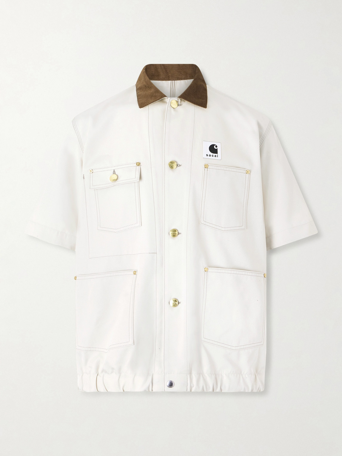 Sacai Carhartt WIP Logo-Appliquéd Corduroy-Trimmed Cotton-Canvas Shirt - Men