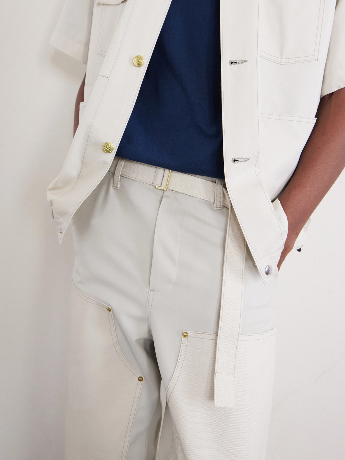 Carhartt Wip Duck Wide-Leg Belted Grain De Poudre And Cotton-Canvas Trousers