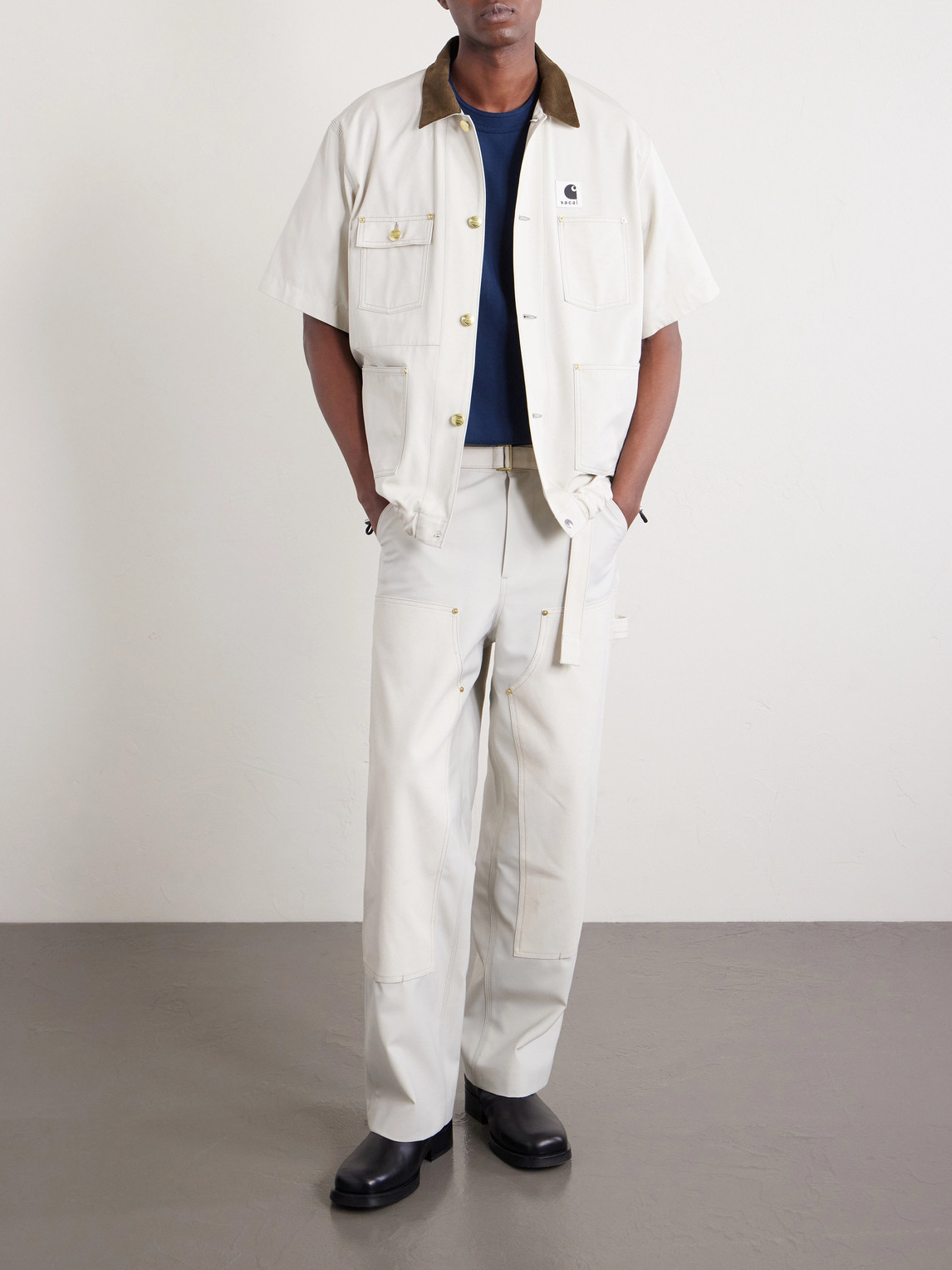 Carhartt Wip Duck Wide-Leg Belted Grain De Poudre And Cotton-Canvas Trousers