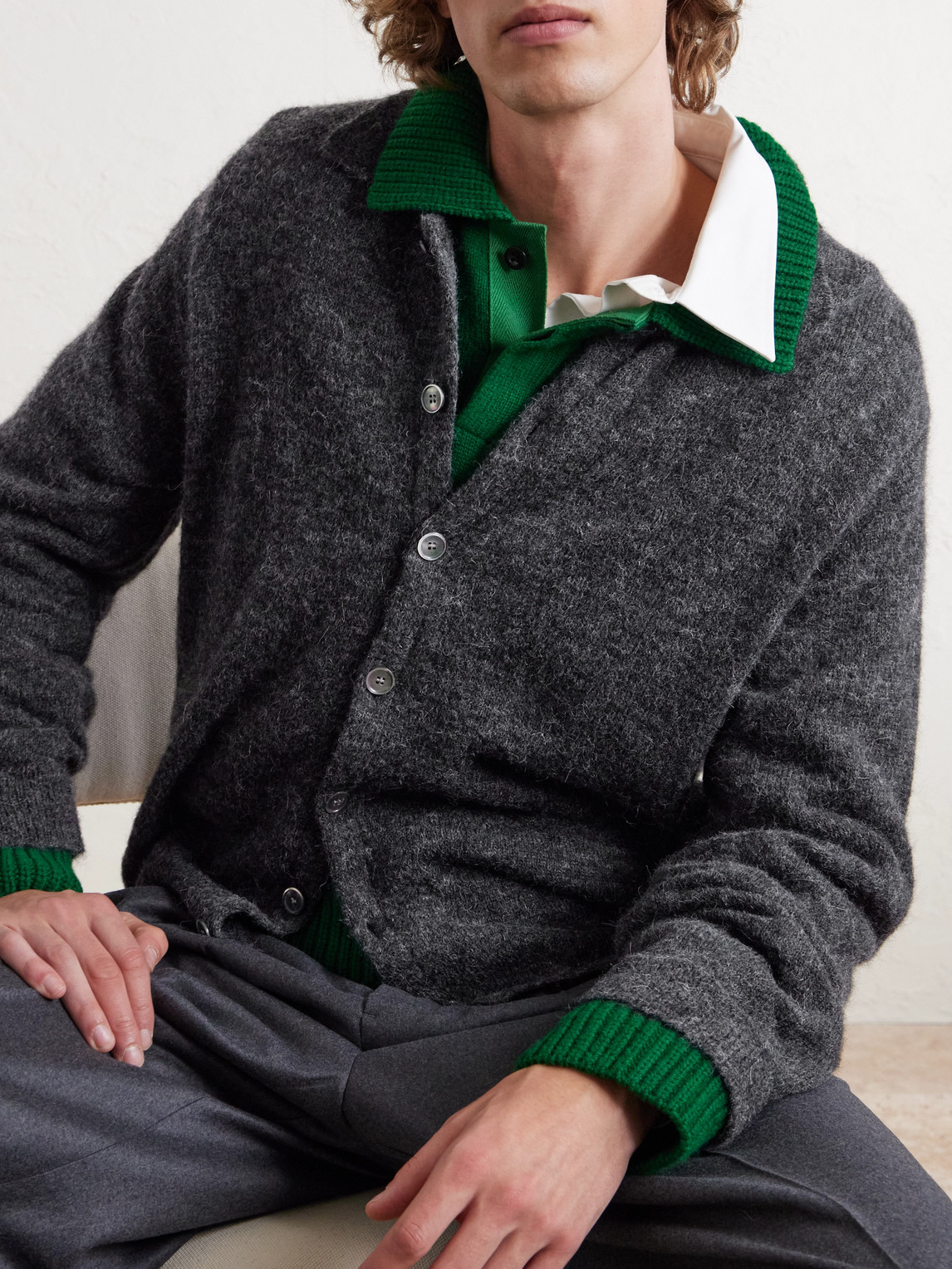 Our Legacy Alpaca-blend Evening Polo Cardigan In Black