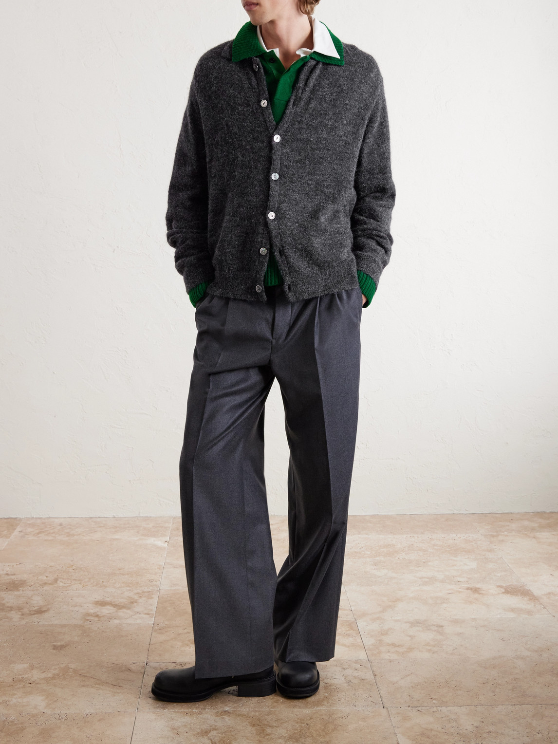 Our Legacy Alpaca-blend Evening Polo Cardigan In Black