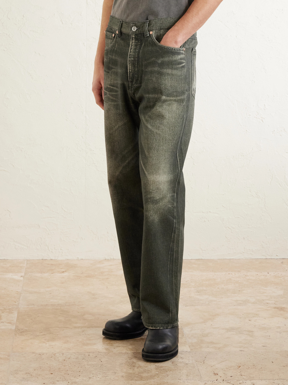 Third Cut Straight-Leg Printed Jeans
