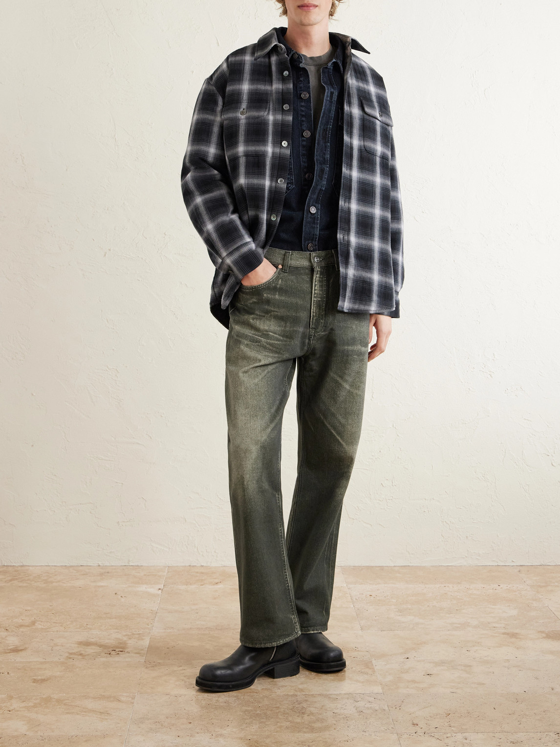 Third Cut Straight-Leg Printed Jeans