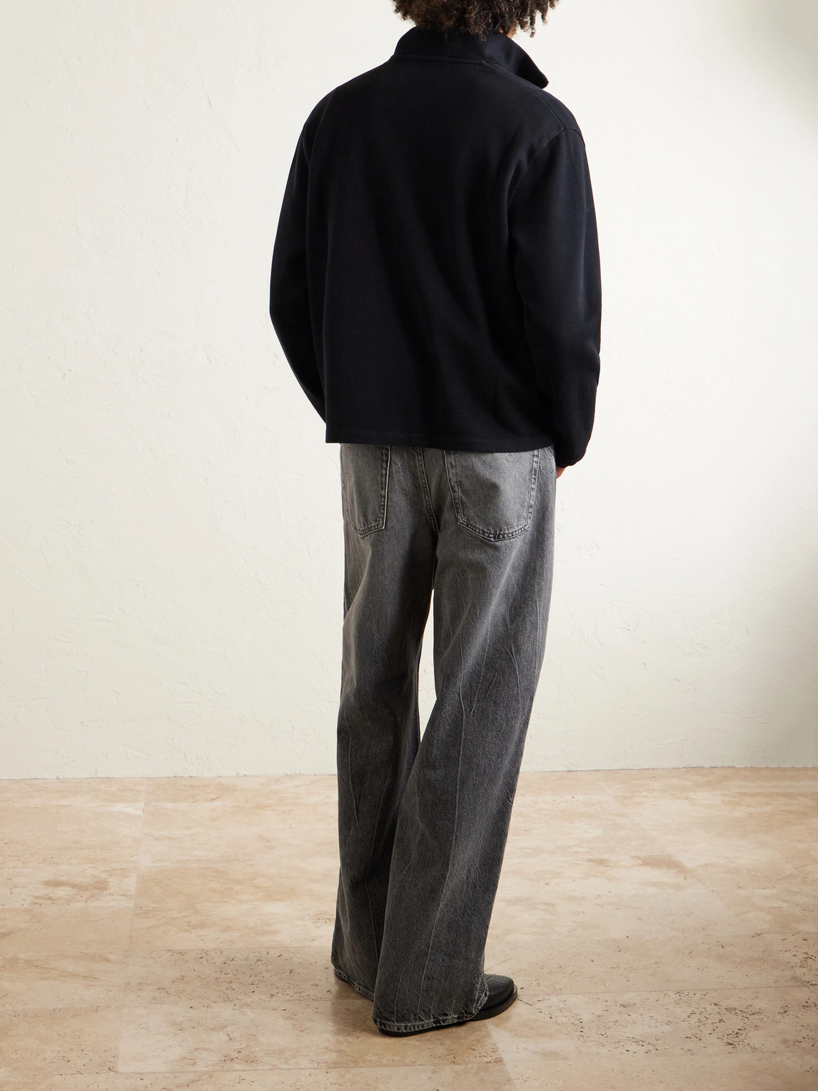 Our Legacy Cropped Cotton-jersey Zip-up Sweatshirt In Black