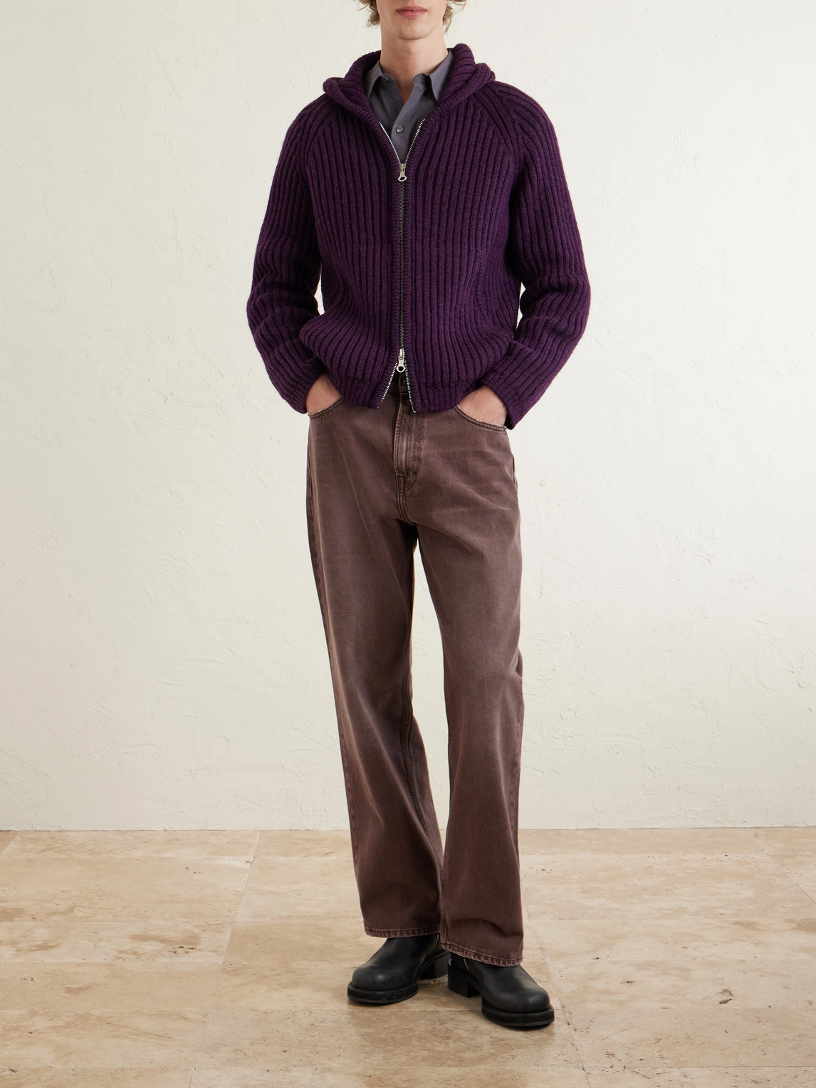 Our Legacy Denim Trousers Faded Effect Belt Loops Five Pockets In Brown