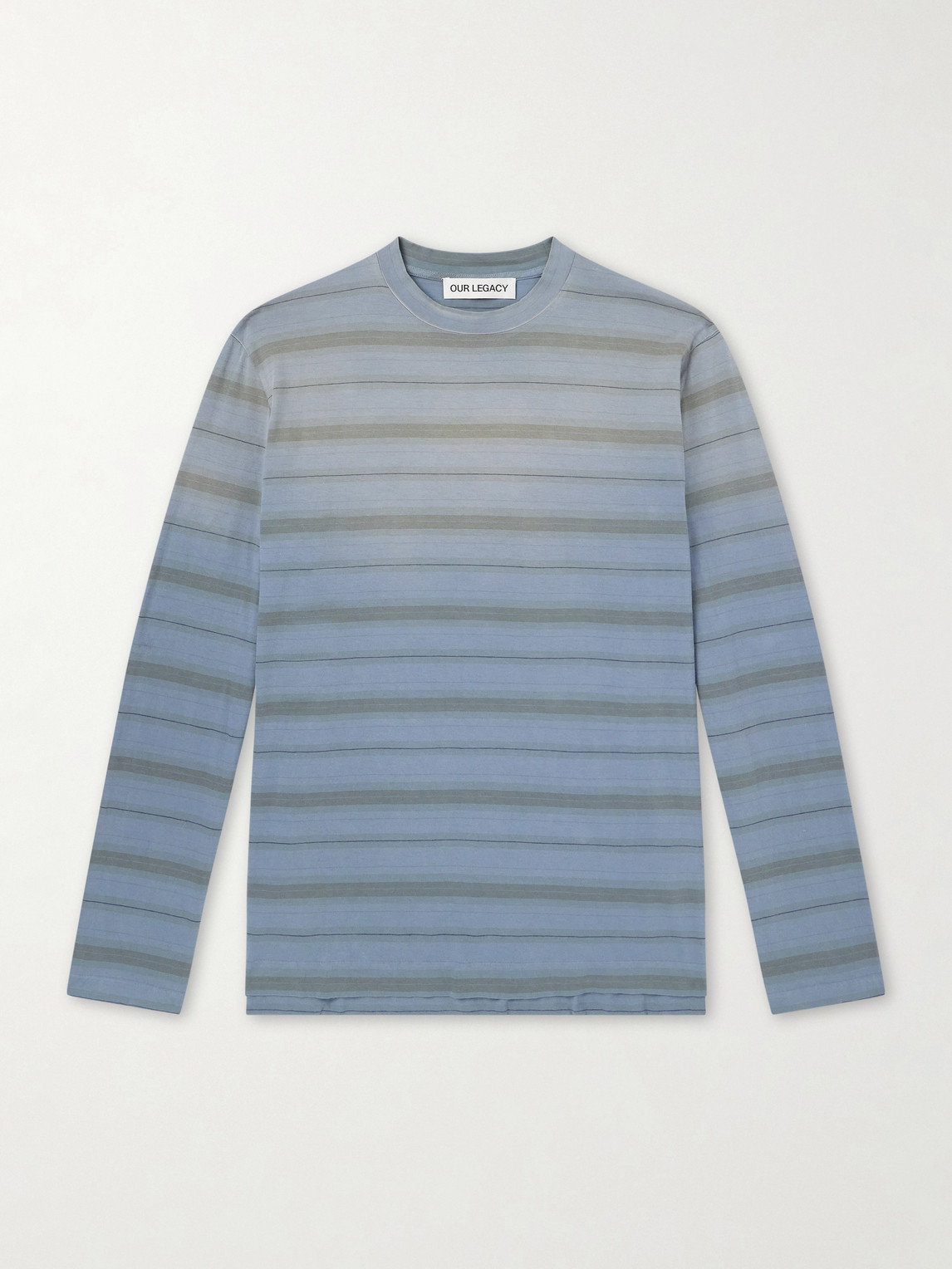 Our Legacy Mens Spray Fade Ghost Stripe Striped Boxy-fit Long-sleeve Cotton-shirt In Blue