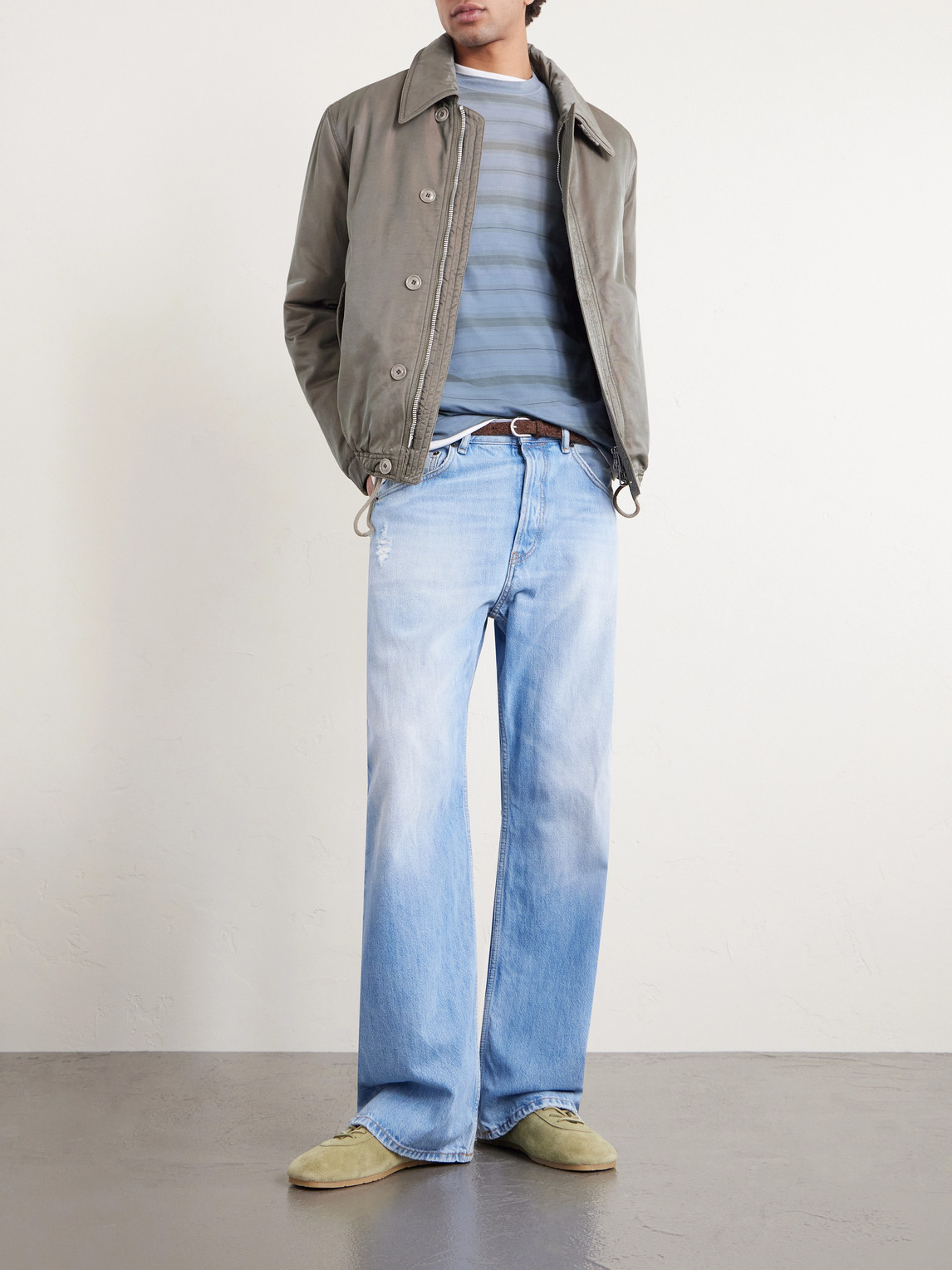 Our Legacy Mens Spray Fade Ghost Stripe Striped Boxy-fit Long-sleeve Cotton-shirt In Blue