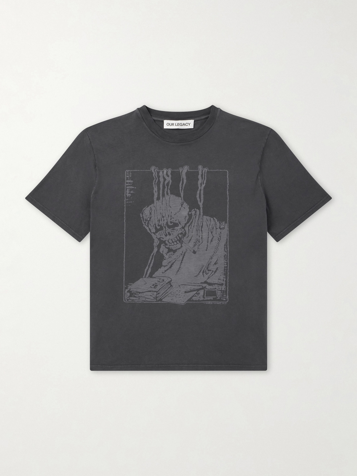 Our Legacy Men S Box T-shirt Angry Fan Mail Print In Gray