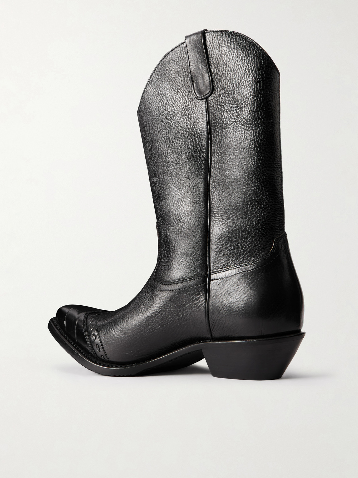Our Legacy Leather Western Boots Pointed Toe Pull Tabs In Black