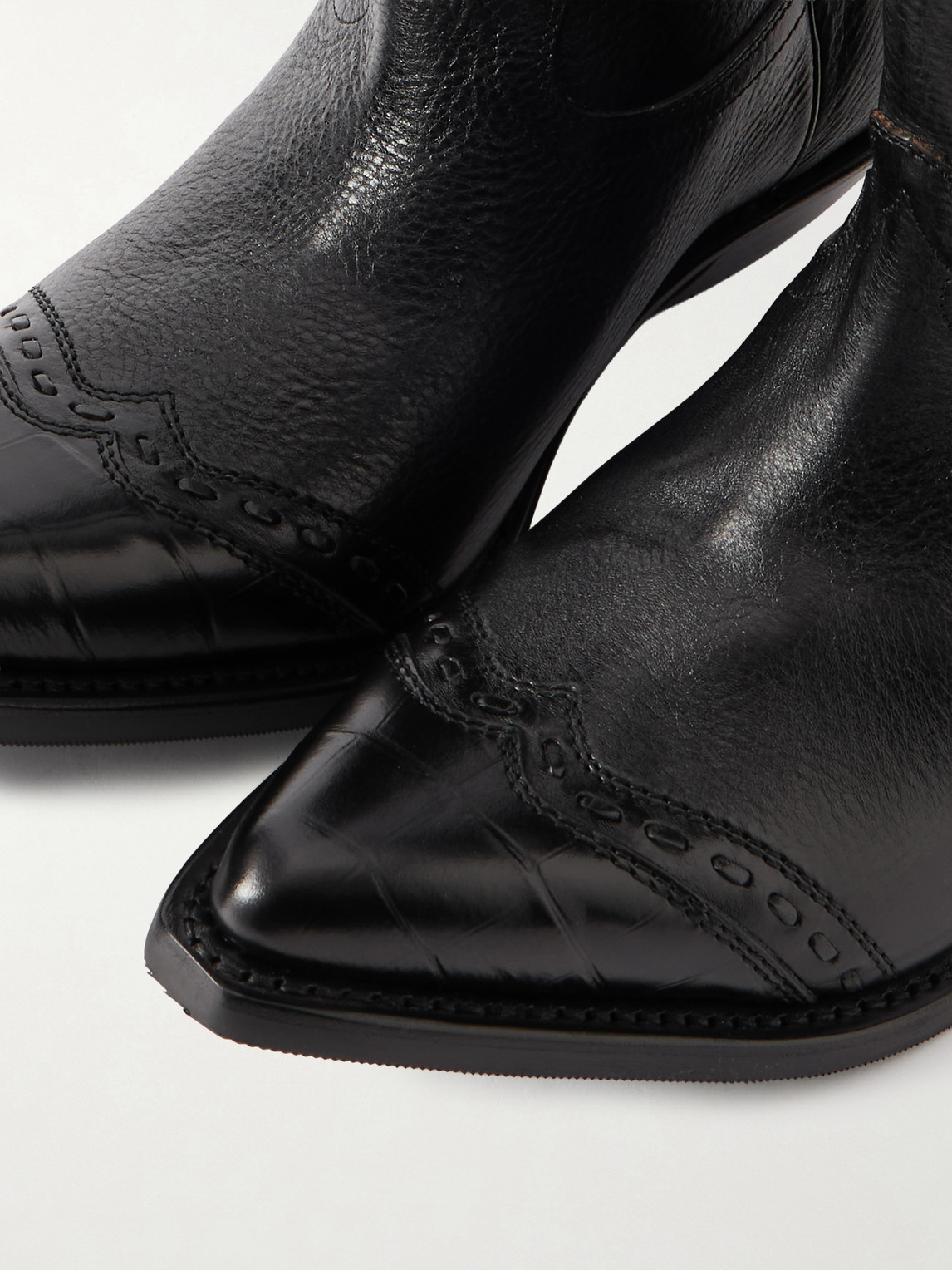 Our Legacy Leather Western Boots Pointed Toe Pull Tabs In Black