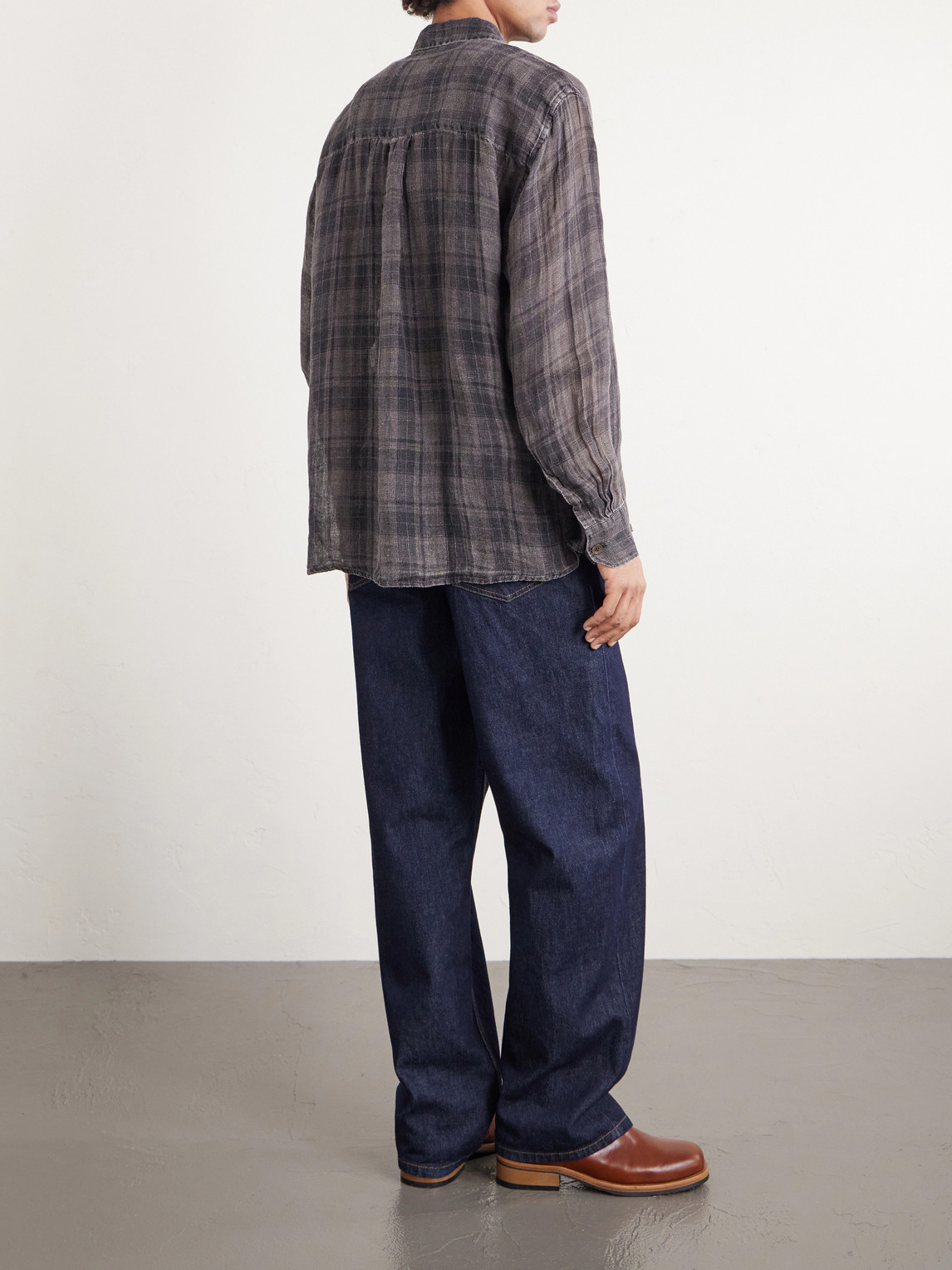  Our Legacy - Above Checked Linen Shirt - Men - Black - It 48 