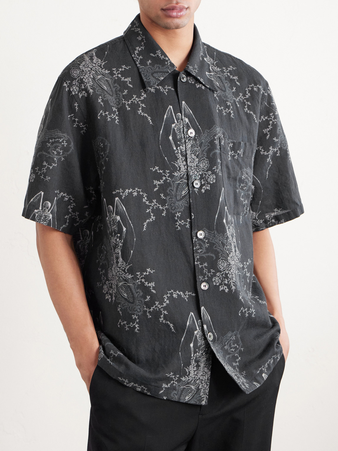 Our Legacy Mens Death Paisley Print Graphic-print Short-sleeve Cotton And Linen Shirt In Multi