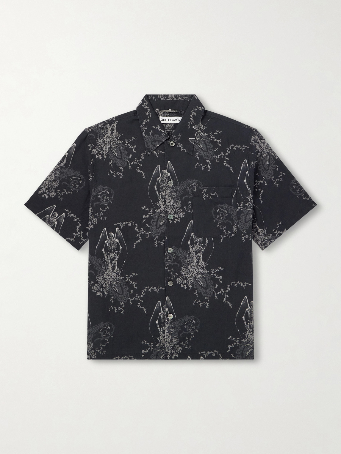 Our Legacy Mens Death Paisley Print Graphic-print Short-sleeve Cotton And Linen Shirt In Multi