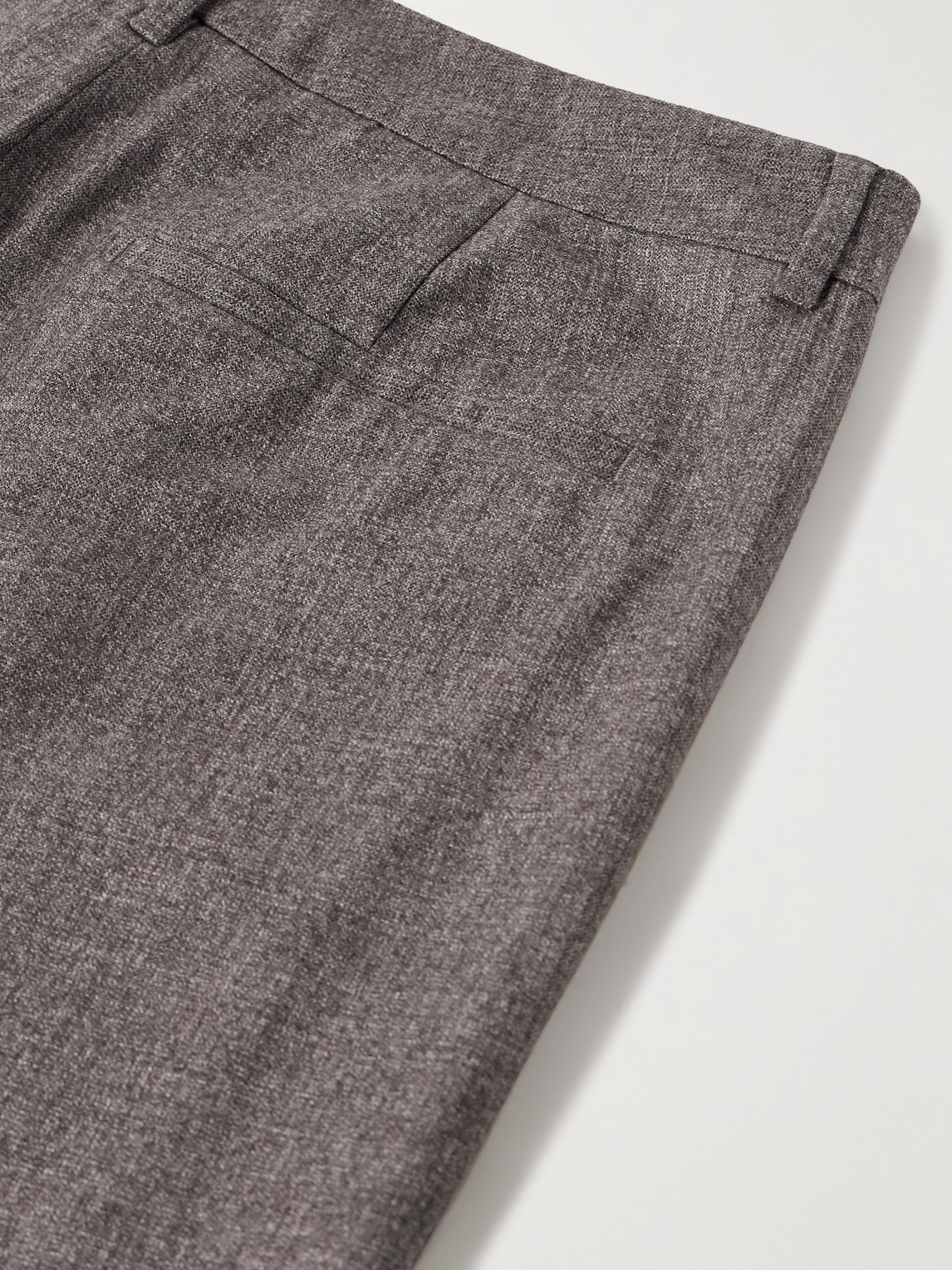 Frame Wide-leg Pleated Virgin Wool-flannel Suit Trousers In Gray