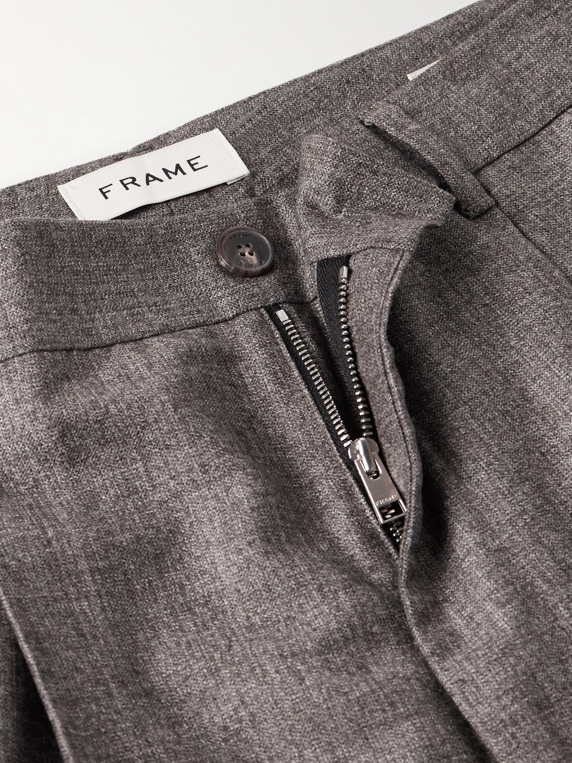 Frame Wide-leg Pleated Virgin Wool-flannel Suit Trousers In Gray