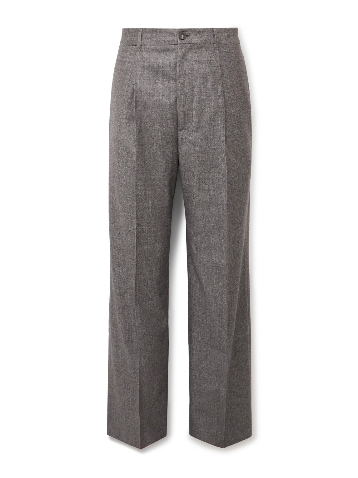 Frame Wide-leg Pleated Virgin Wool-flannel Suit Trousers In Gray