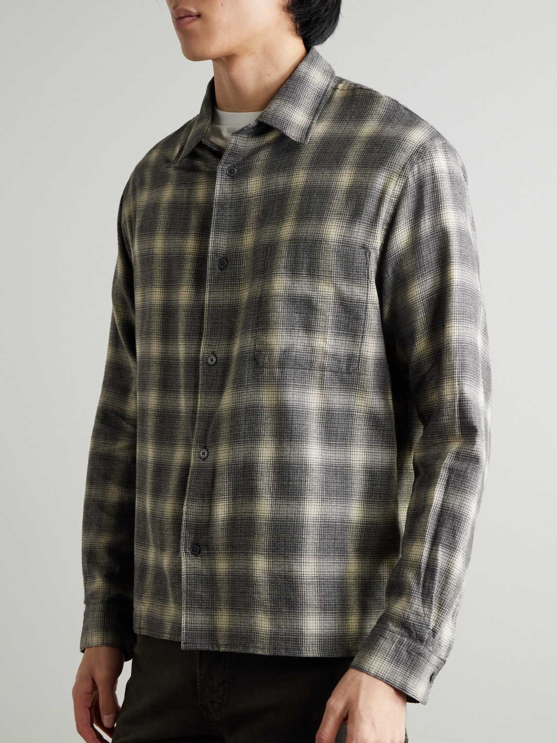  Frame - Checked Brushed-cotton Shirt - Men - Gray - S 